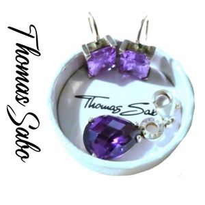 Thomas Sabo SET Amethyst Earrings Pendant 925 Sterling Sterling HTF